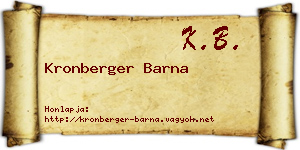 Kronberger Barna névjegykártya